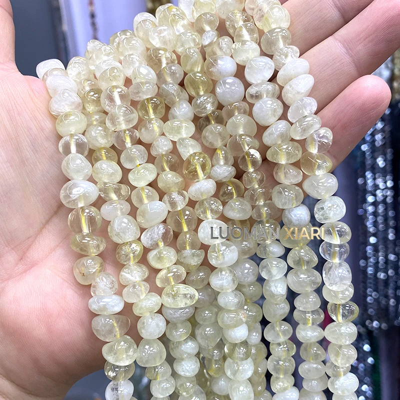 Cuentas espaciadoras sueltas de piedra Natural de cuarzo rosa rugoso Horizontal de 9-12MM para fabricación de joyería Diy pulsera accesorios de dijes 15''