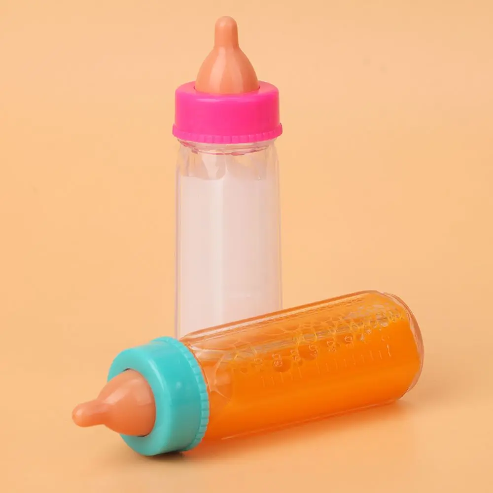 Muñeca de 18 pulgadas, botellas mágicas de jugo de leche con chupete, Baberos aptos para muñecas recién nacidas, botella de plástico para pezones, juguetes para casa de muñecas Reborn