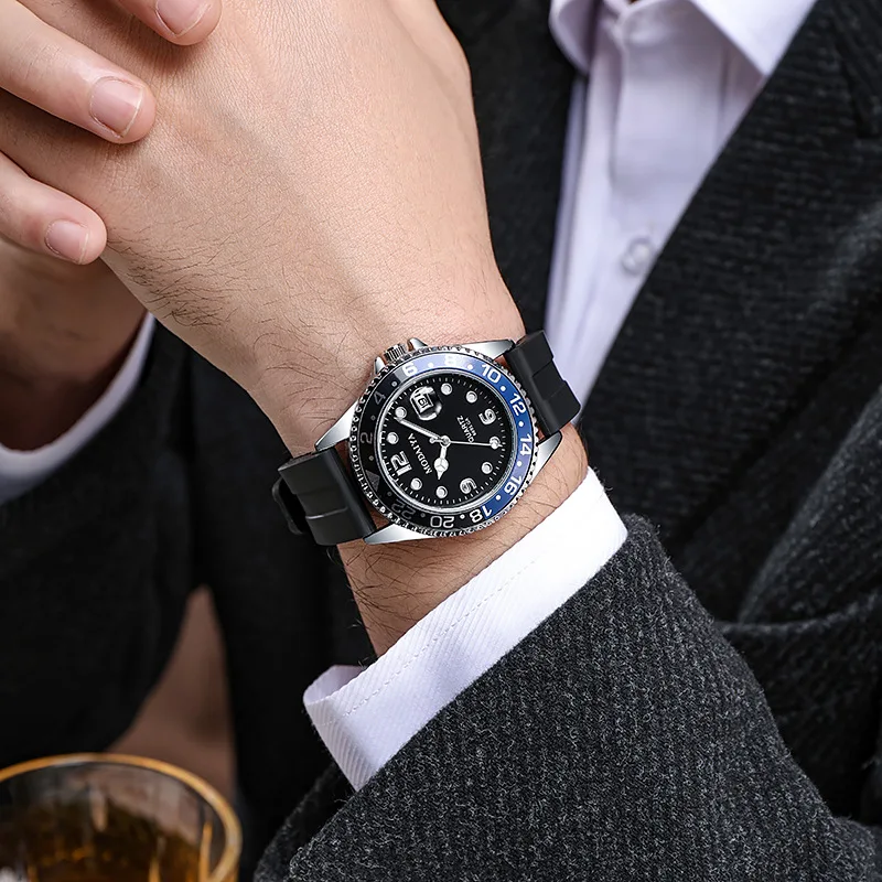 Relojes de moda para hombre con fecha, reloj deportivo informal de lujo de alta gama, relojes de pulsera clásicos de cuarzo de negocios para hombre de acero inoxidable