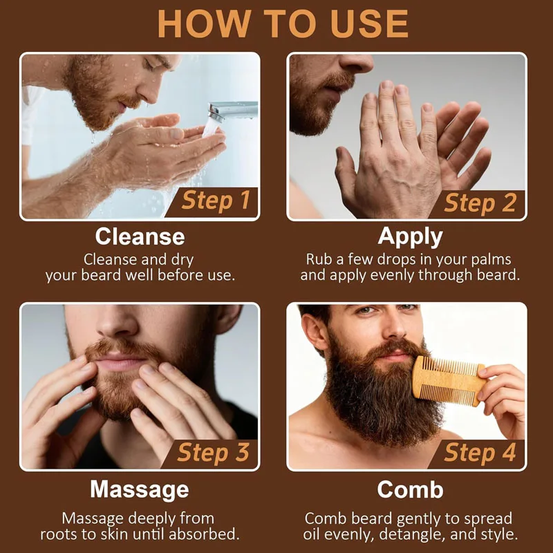 Esencia para el cuidado de la barba facial para hombres, 5 uds., especialmente diseñada para dejar la barba suave, gruesa y saludable, nutritiva y reparadora