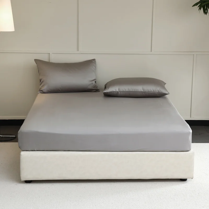 Sábana Ajustable de Seda Natural de Lujo con Bandas Elásticas, Cubre Colchón Suave Antideslizante, Sábana Ajustable de 90/100/140/160/180/200cm