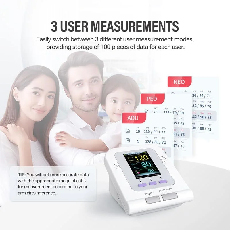 CONTEC08A Monitor de presión arterial esfigmomanotor electrónico herramienta de medición de pulso y frecuencia cardíaca medidor BP + sonda SPO2 monitor bp