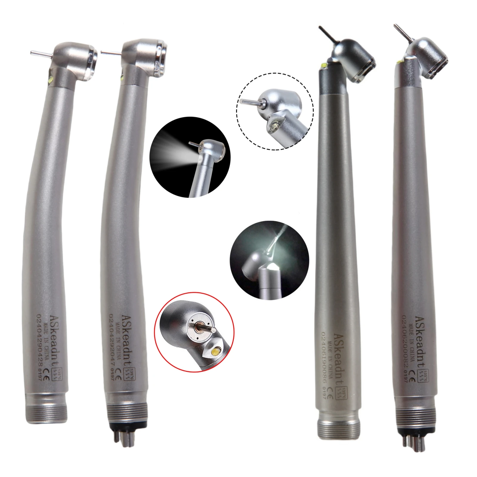 Pieza de mano Dental de alta velocidad, generador electrónico LED quirúrgico, turbina de 45 /90 grados, botón pulsador de 2/4 orificios compatible con estilo KAVO NSK
