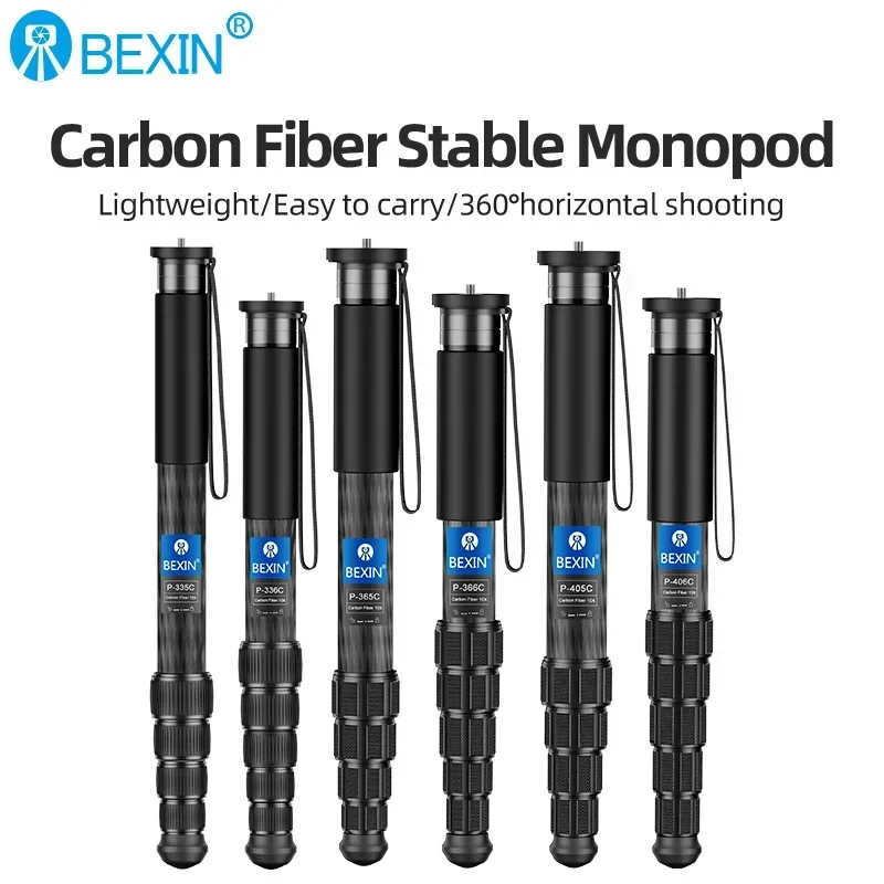 BEXIN nuevo monopié de fibra de carbono para viajes, teléfono móvil, soporte para Selfie en vivo, monopié portátil retráctil para cámara iphone
