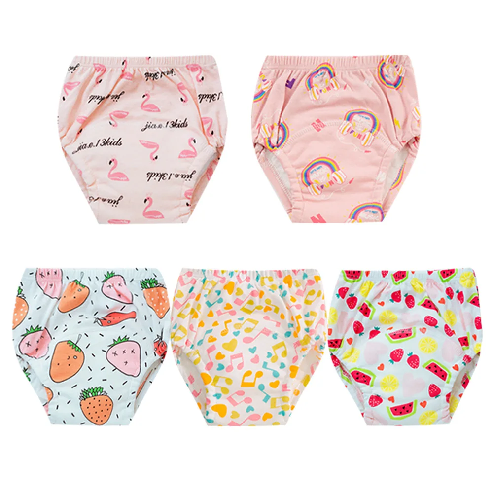 Paquete de 5 Pañales de Entrenamiento de Algodón para Bebé, Pañales de Tela Reutilizables Impermeables, Ropa Interior de Entrenamiento para Ir al Baño, Pañales para Niños Pequeños