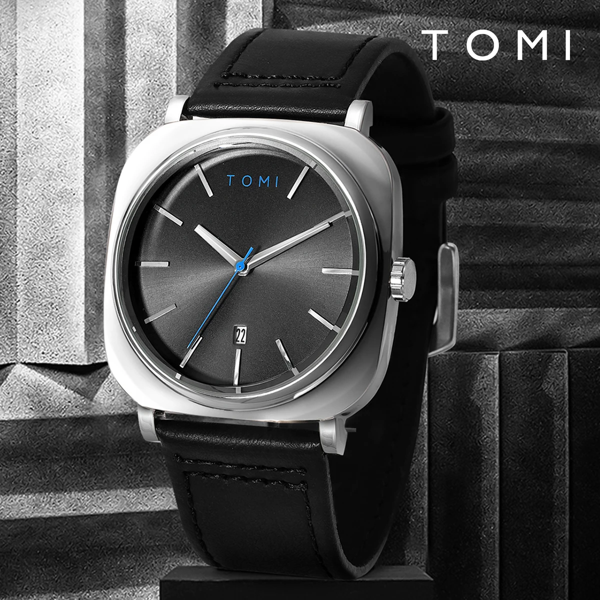 Reloj TOMI de diseño de negocios a la moda para hombre, reloj cuadrado con disco pequeño, diseño minimalista de alta calidad, reloj elegante para hombre, reloj de cuarzo