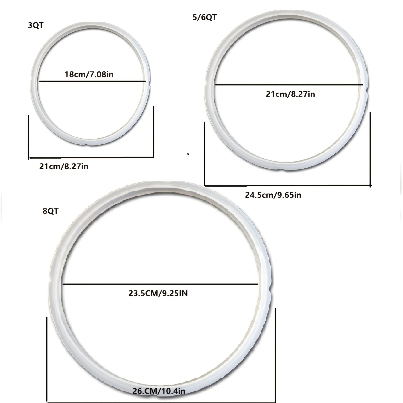 1 pieza de anillo de sellado de silicona de calidad alimentaria para olla instantánea: anillo de sellado de goma alternativo para ollas de 3, 5, 6, y 8 cuartos