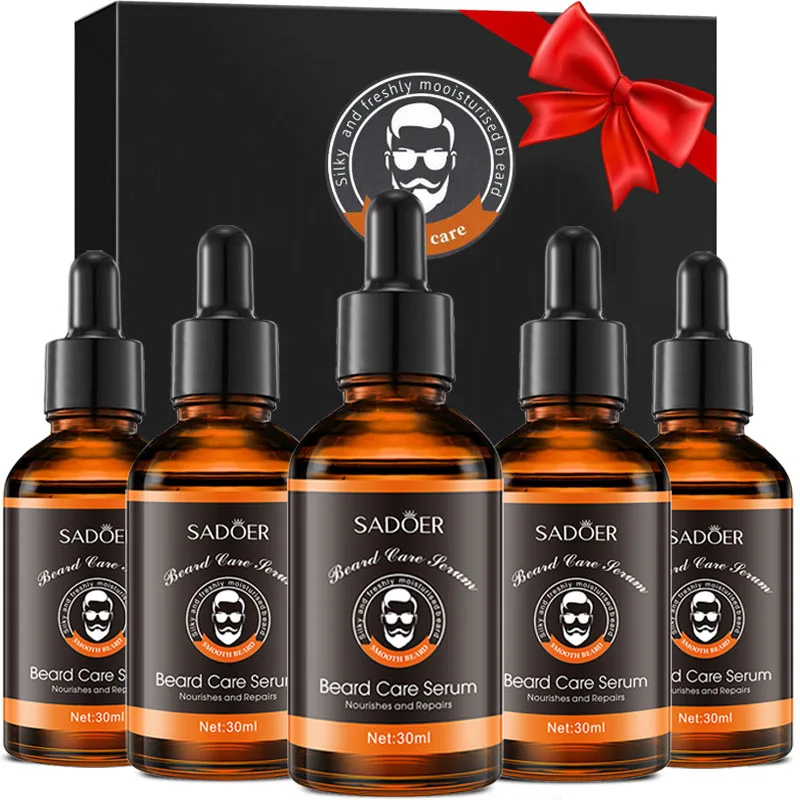 Esencia para el cuidado de la barba facial para hombres, 5 uds., especialmente diseñada para dejar la barba suave, gruesa y saludable, nutritiva y reparadora