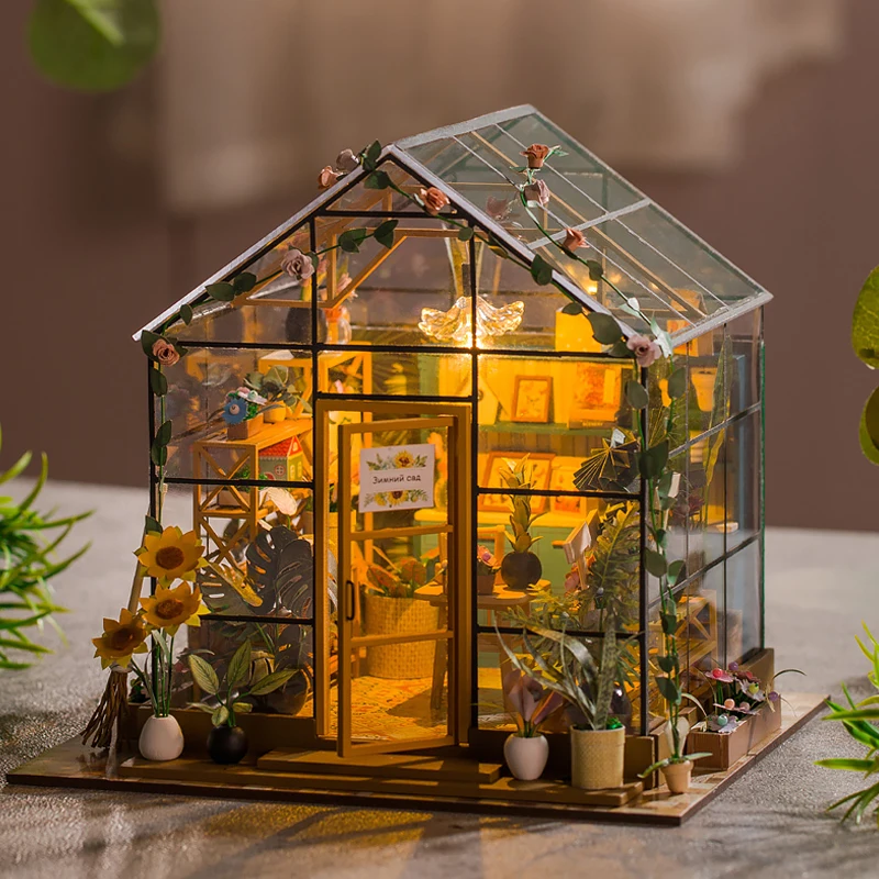 Kit de casa de muñecas DIY, Mini Casa de flores hecha a mano, ensamblaje de rompecabezas 3D, juguetes de construcción, decoración del dormitorio del hogar con muebles, casas de muñecas