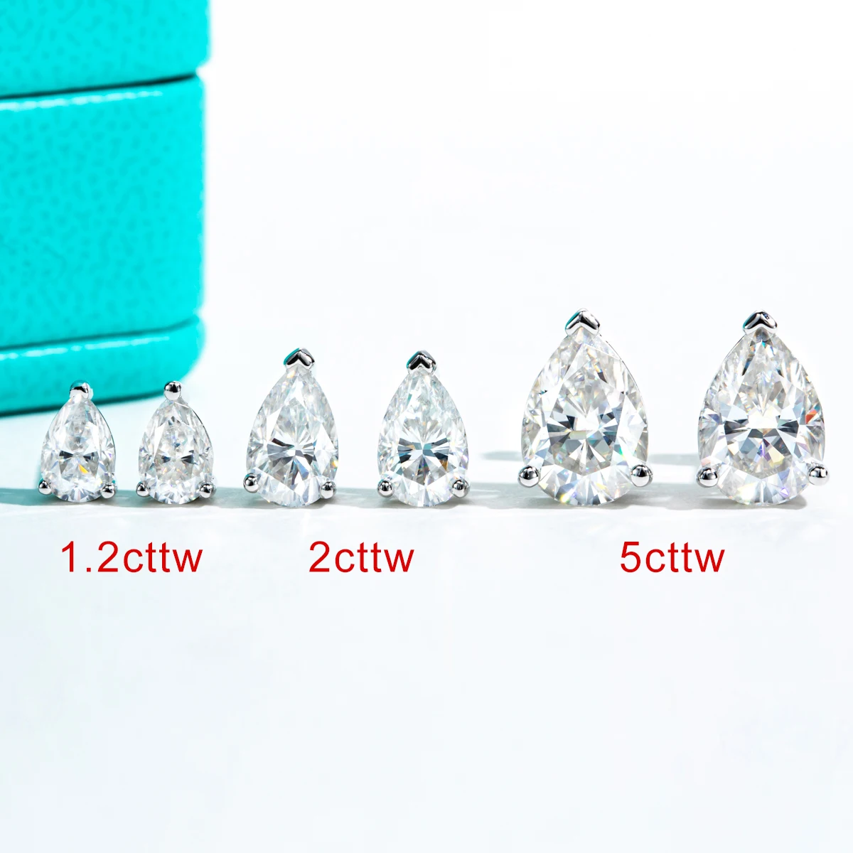 AnuJewel, pendientes de tuerca de moissanita con corte de pera de 5/2/1,2 quilates, pendientes antialérgicos para mujer, joyería al por mayor