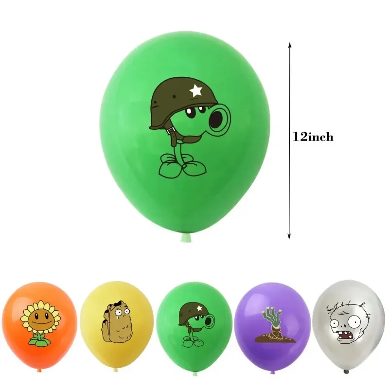 10 Uds. De globos de látex de plantas VS Zombies, globos temáticos de juego de feliz cumpleaños, suministros para fiestas, juguete de decoración