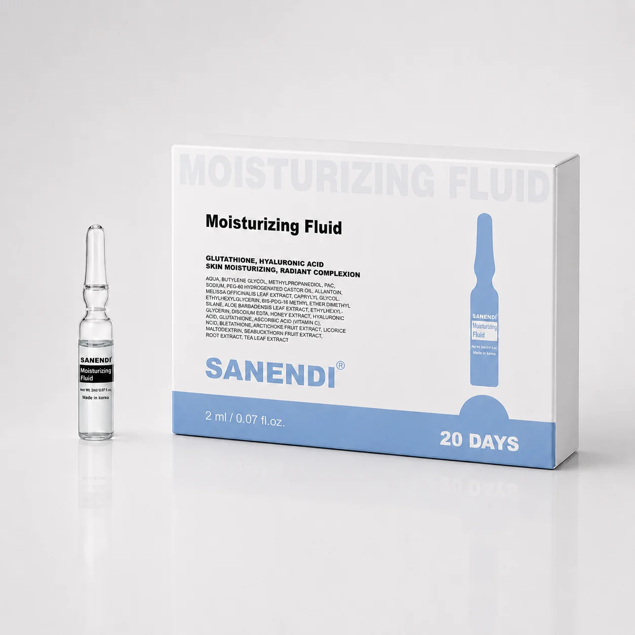 Solución Fluida de Hidratación Profunda Sanendi, Suero de Glutatión y Ácido Hialurónico, GSH, Cuidado Facial Diario, Hidratante, Cuidado de la Piel Coreano