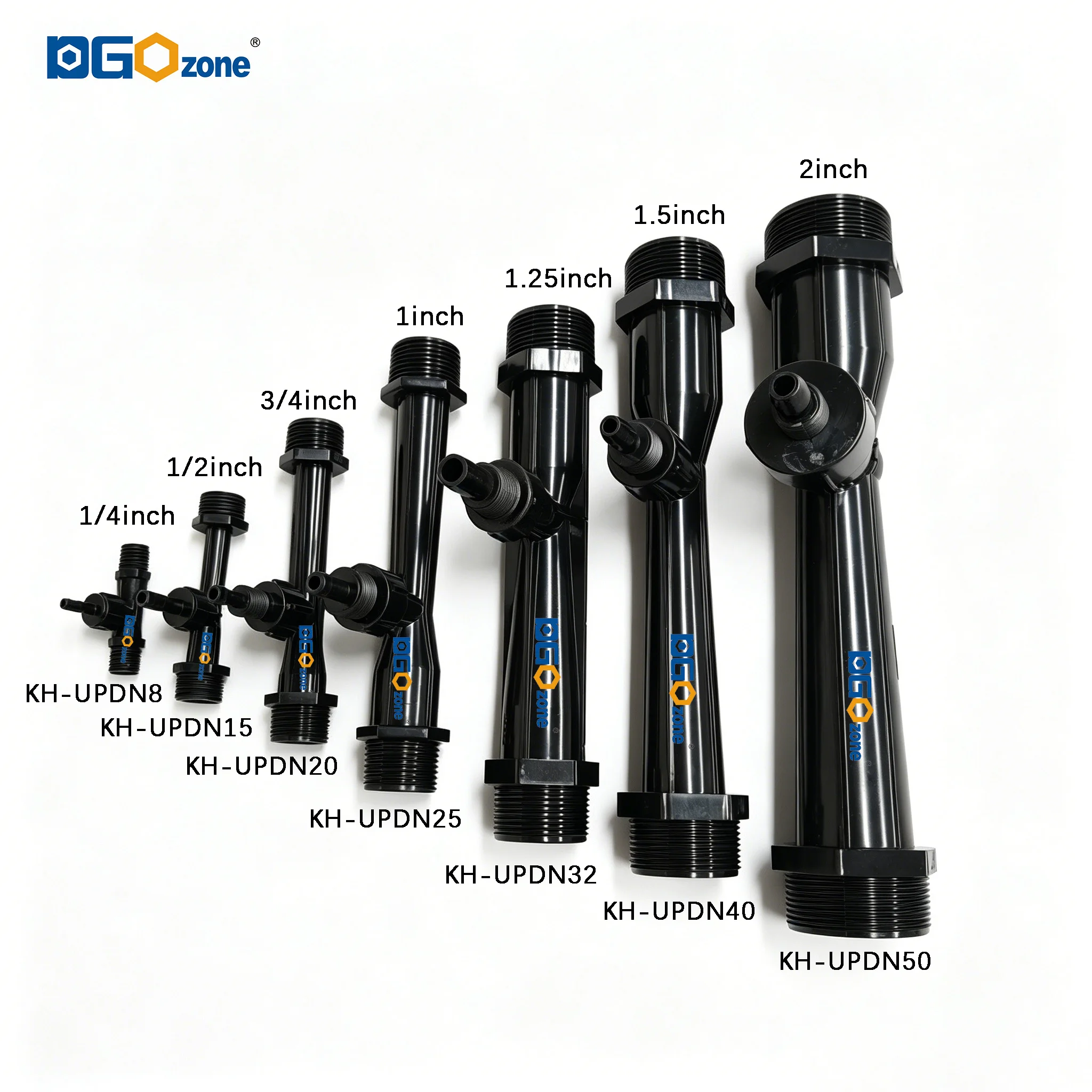 Inyector Venturi DGOzone de UPVC con Válvula para Mezcla de Líquidos, Rosca BSP de 1'', 1.25'' y 1.5'', Jeringa para Fertilizantes