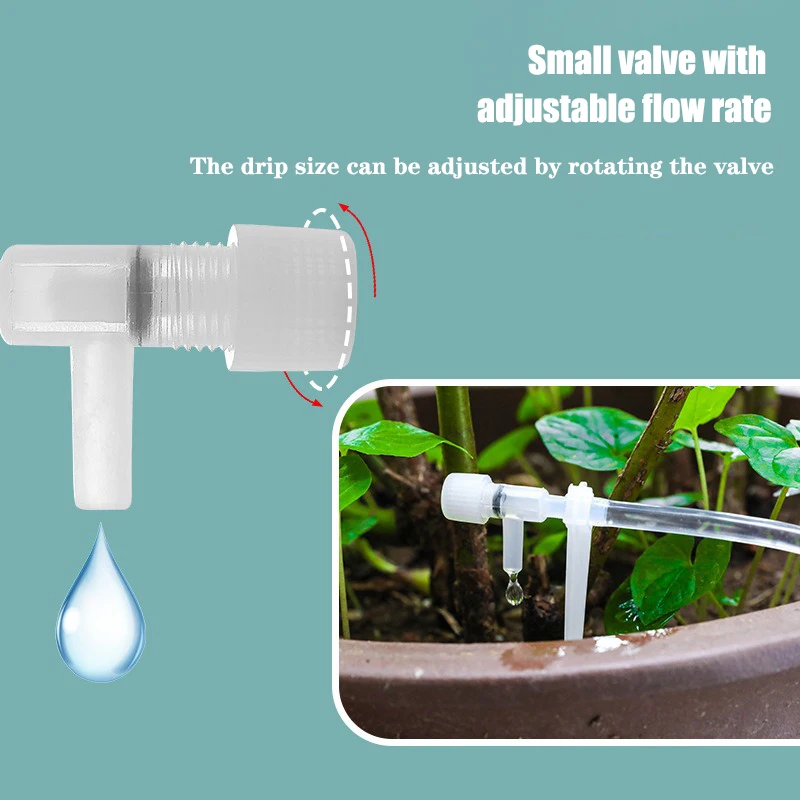 Kit de riego por goteo para jardín con válvula reguladora, dispositivo de riego de plantas en maceta, manguera de 4/7mm, ahorro de riego, microgotero para invernadero