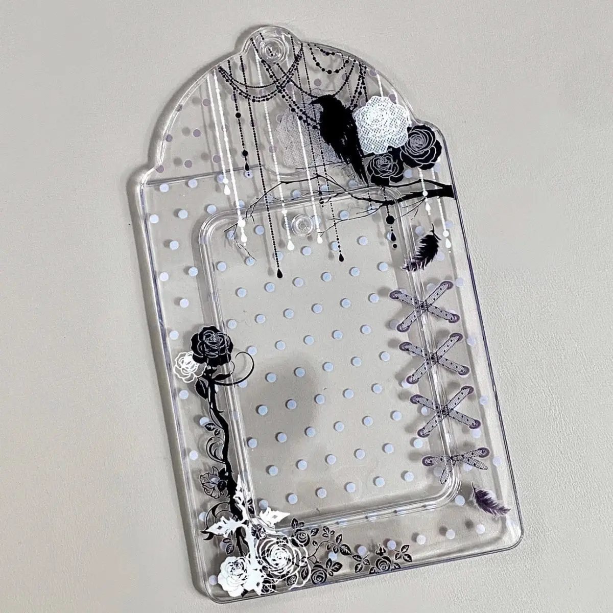 2 unidades de funda de PVC con estampado floral de lunares de 3 pulgadas para tarjetas Kpop, almacenamiento y exhibición de photocards de ídolos, con colgante