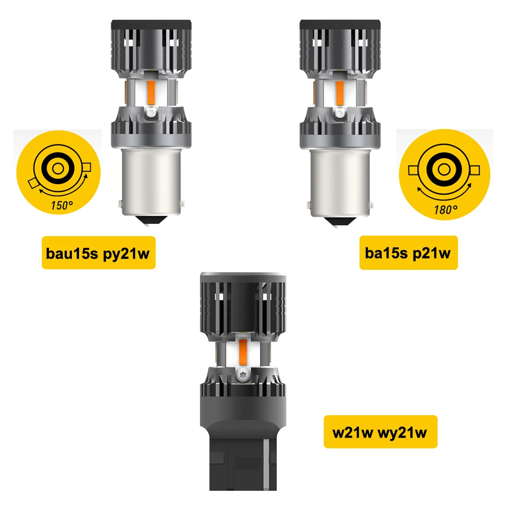 AUXITO 2x1156 BA15S P21W LED sin errores sin Hyperflash PY21W BAU15S T20 7440 W21W bombilla indicadora LED luz de señal de giro de coche ámbar