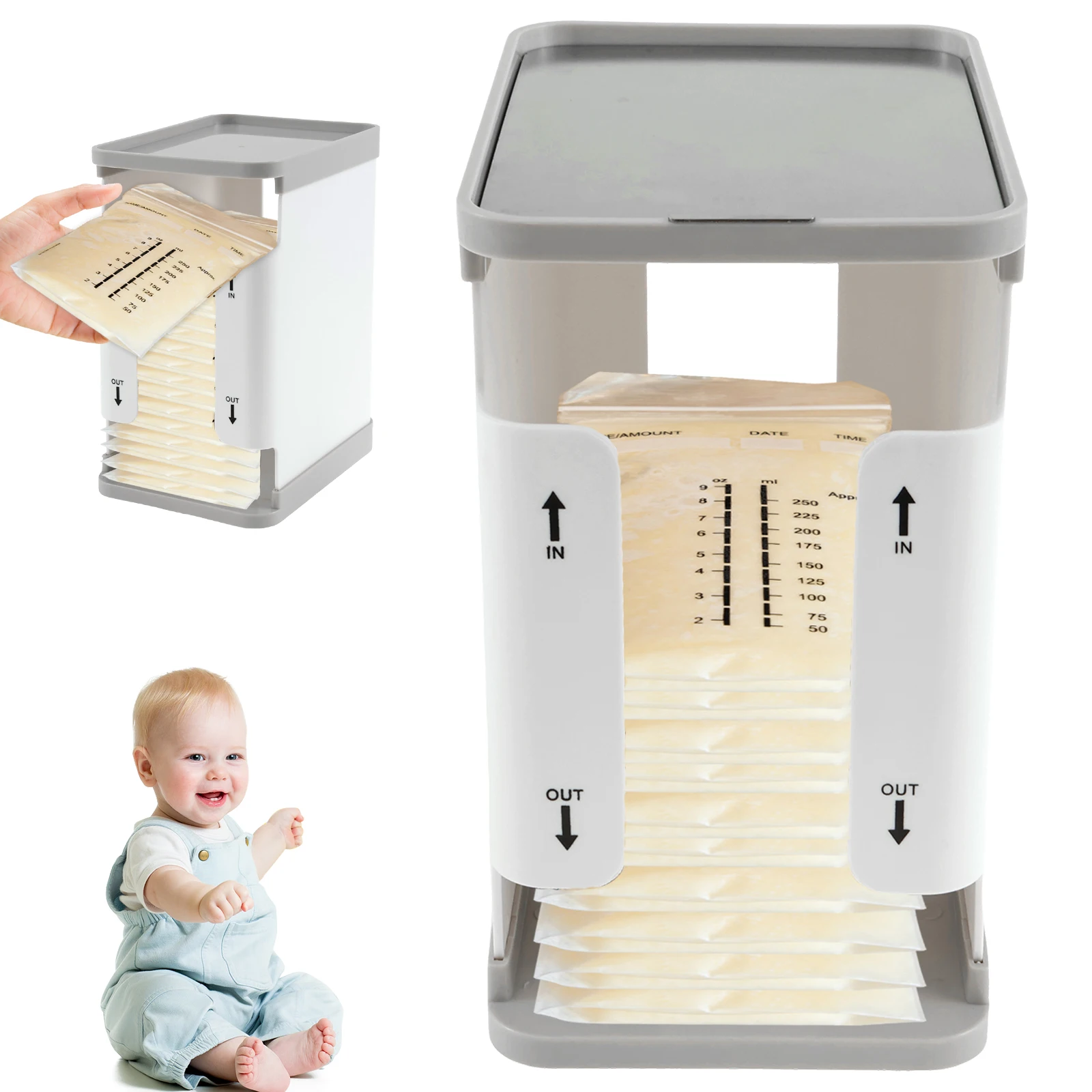 Torre de almacenamiento de leche materna de 1700 ml, organizador de congelador de leche, almacenamiento conveniente, eficiente, organizador de congelador