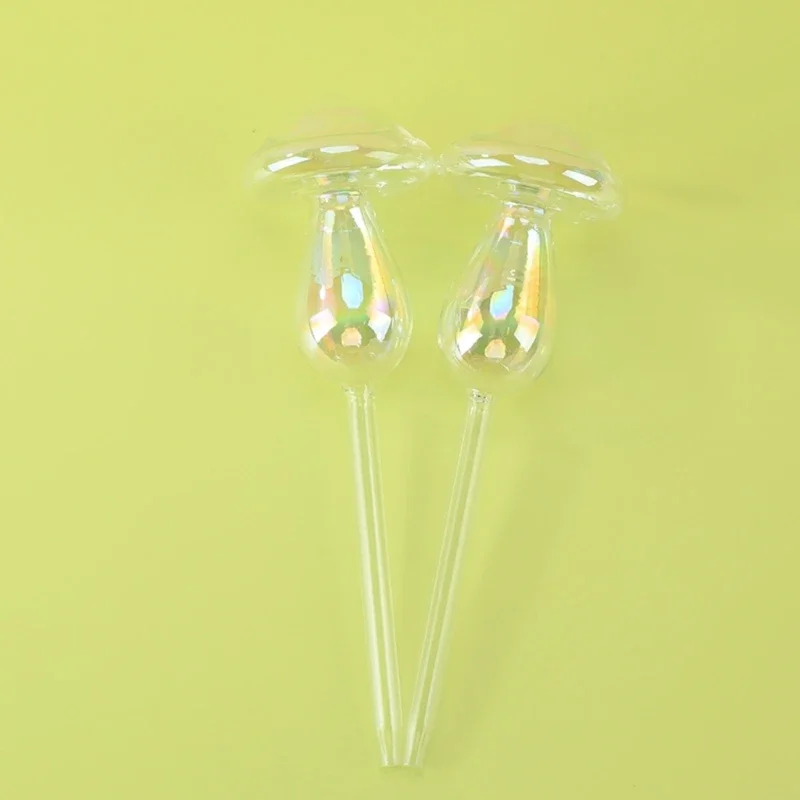 Bombillas de riego automático de plantas con pajita de vidrio, dispositivo de agua con forma de seta, sistema de riego por goteo, herramientas de jardín para el hogar, 1/2 Uds.
