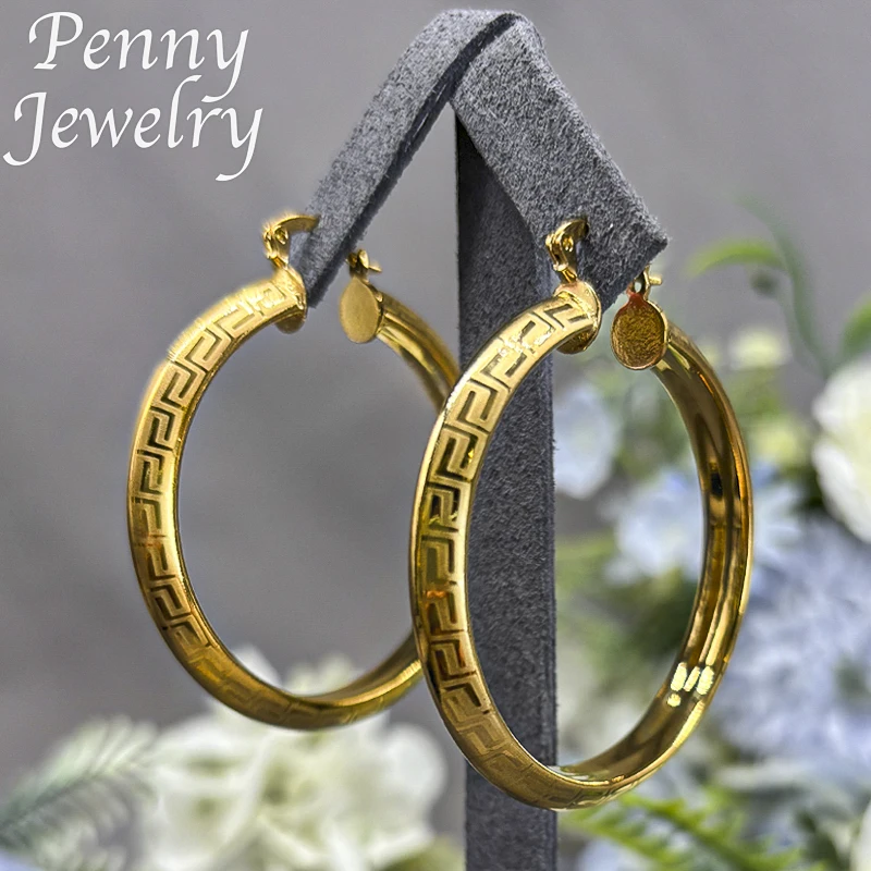 Pendientes de aro redondos grandes chapados en oro de 18 quilates para mujer, pendientes circulares Vintage de cobre, regalos de boda para fiesta, conjuntos de joyería italiana africana
