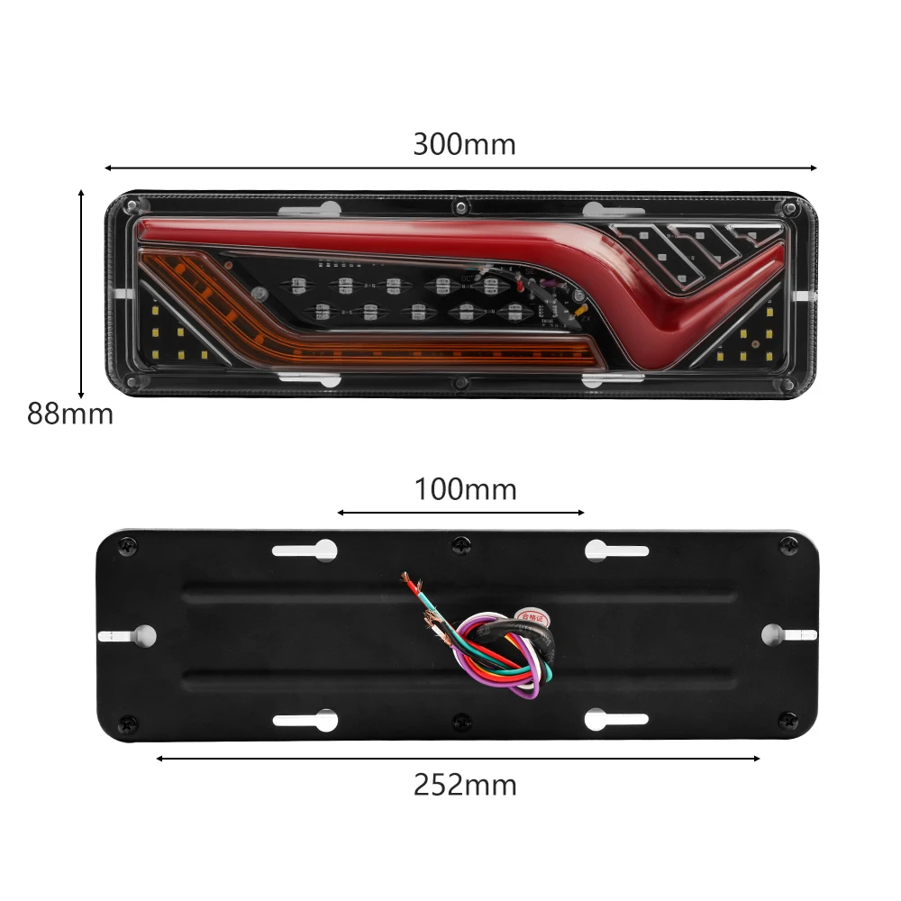 2X 12/24V luz trasera de camión impermeable a prueba de golpes LED señal de giro de agua corriente luces de freno marcha atrás camión autobús remolque luces antiniebla
