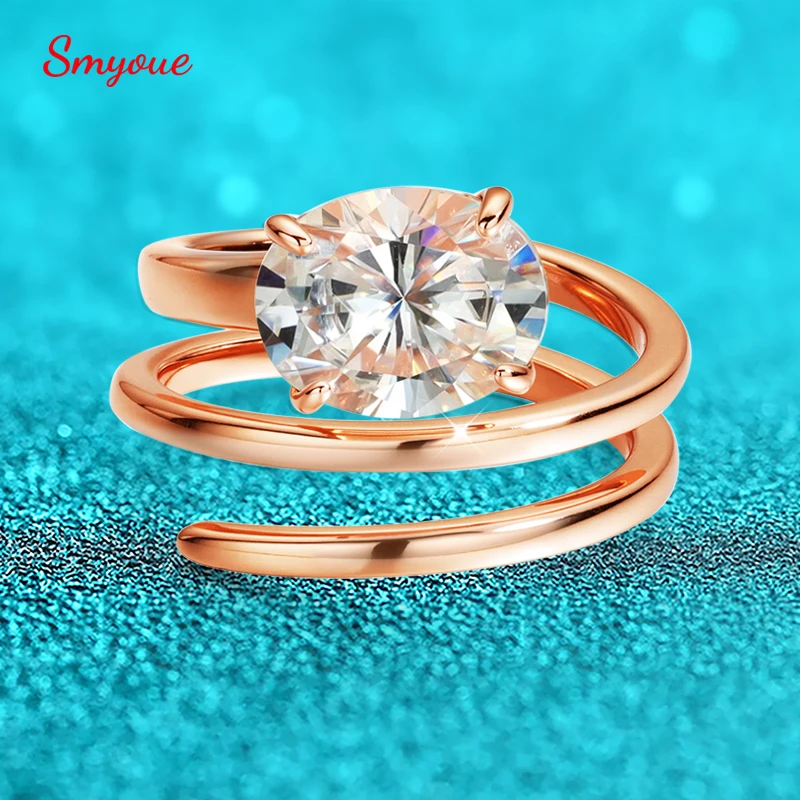 Anillo solitario de moissanita chapado en 14K con certificado Smyoue 1CT-3CT, banda de diamante de laboratorio de boda para mujer, plata 925 pura, 100% Shani Abergel
