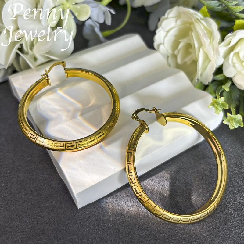 Pendientes de aro redondos grandes chapados en oro de 18 quilates para mujer, pendientes circulares Vintage de cobre, regalos de boda para fiesta, conjuntos de joyería italiana africana