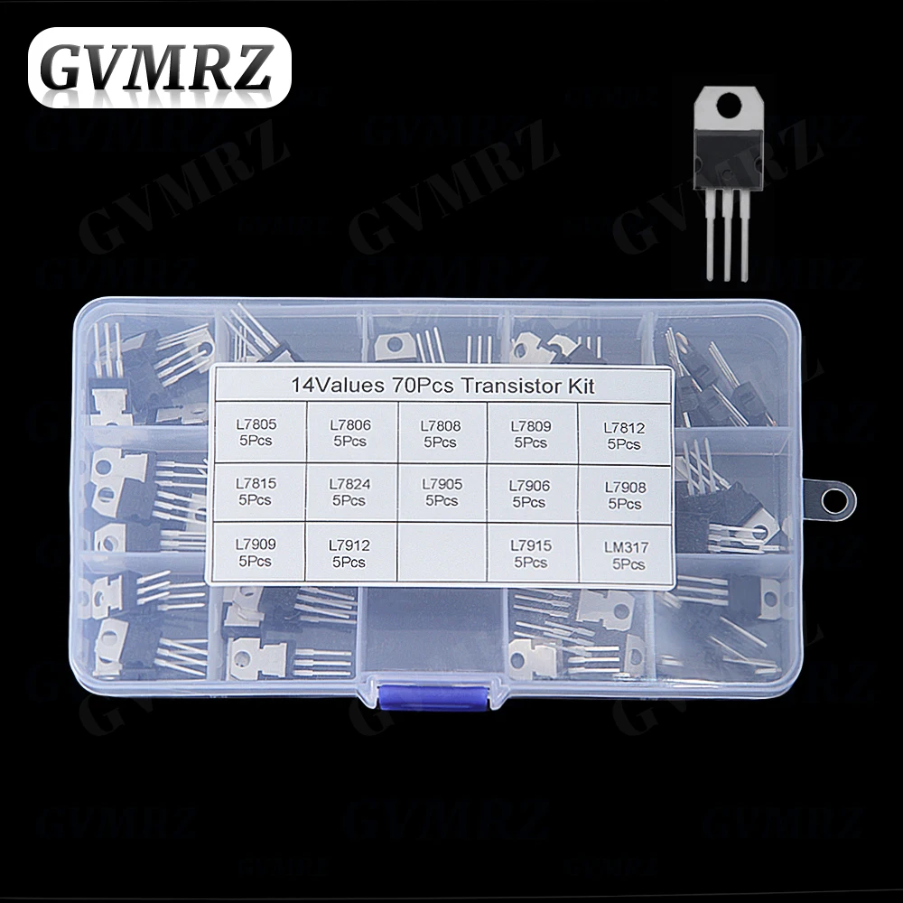 14 valores 70 Uds regulador de voltaje TO-220 cada uno KIT de 5 uds L7805 L7806 L7808 L7809 L7812 L7815 L7912 LM317