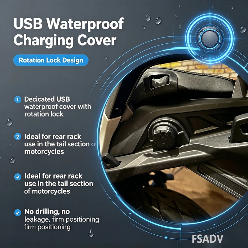 Para BMW R1300GS R1300 GS Adventure R 1300GSA R1300RT 2023-2026, Nueva Caja Trasera para Motocicleta, Alforja con Cubierta Impermeable y Puerto USB para Carga