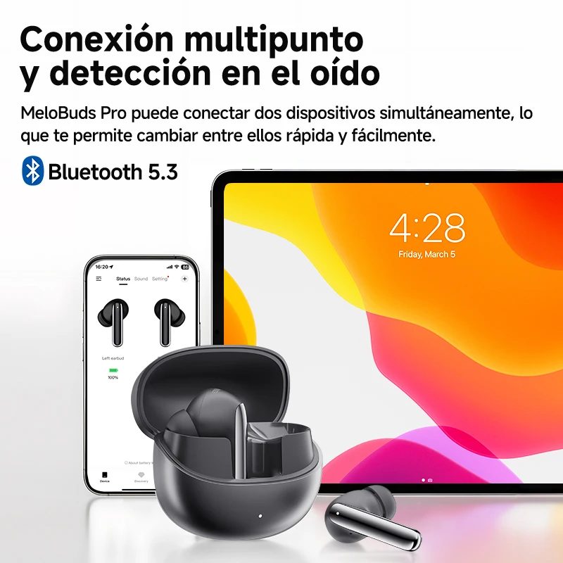 QCY MeloBuds Pro 46dB ANC auriculares inalámbricos alta resolución LDAC Bluetooth 5,3 auriculares 6 micrófono conexión multipunto detección en el oído