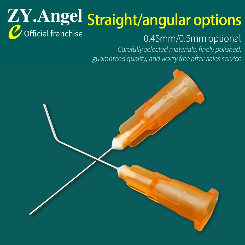Aguja de riego estéril desechable Condolet, conducto lacrimal de oftalmología, aguja de irrigación dental, aguja de ángulo de cabeza plana