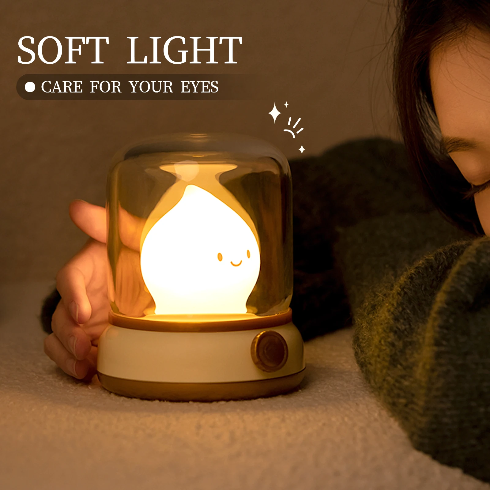 Mini lámpara de noche LED de escritorio, lámpara de mesa de dibujos animados portátil recargable por USB, creativa, para cafetería, Bar, decoración del hogar, Hotel y dormitorio