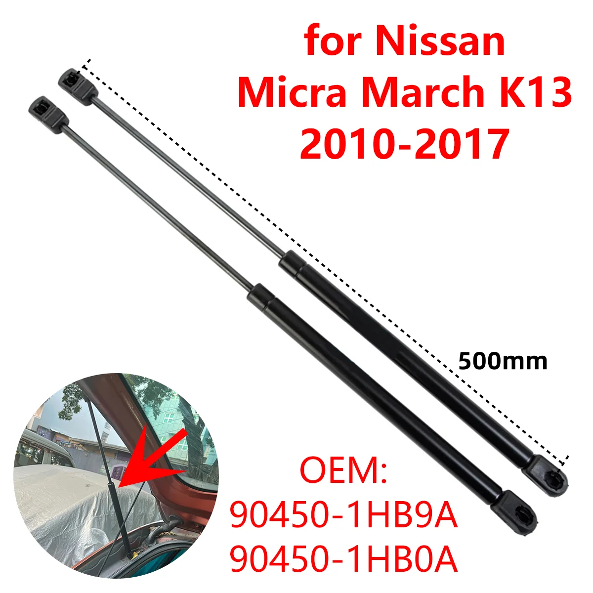 2 uds 904501HB9A varillas de soporte de elevación de puntales de Gas para maletero trasero de coche para Nissan Micra March K13 2010-2017