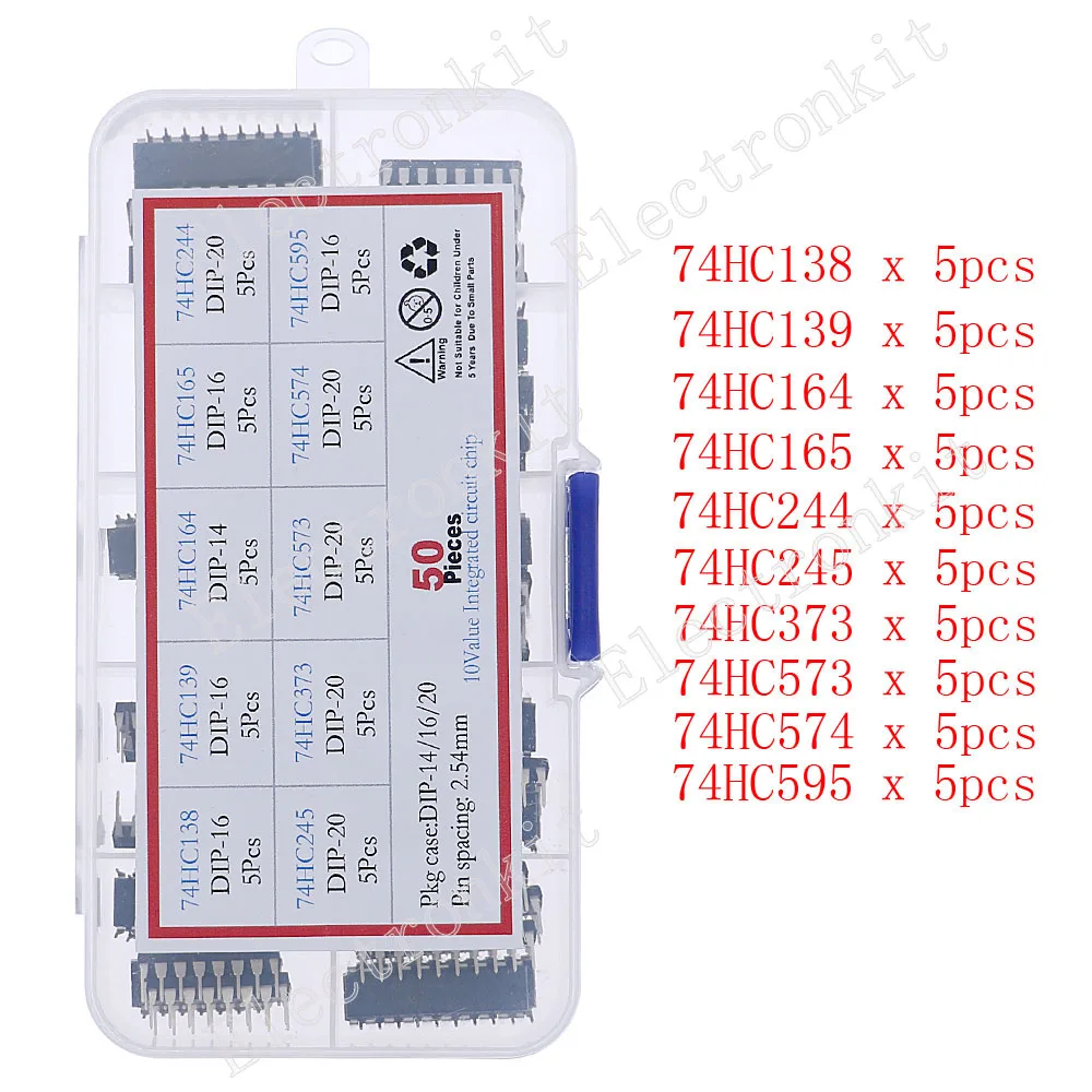 50 Uds 74HC00 74HC02 74HC04 74HC08 74HC14 74HC32 74HC74 74HC86 74HC125 74HC138 74HC139 74HC164 74HC165 74HC244 74HC245 74HC595