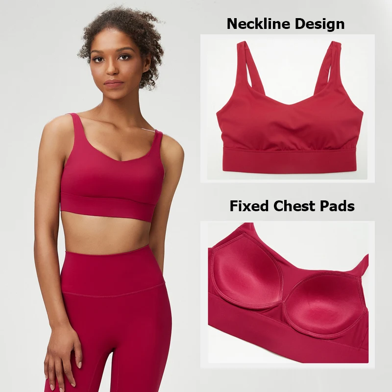 Sujetador de Yoga de alto impacto para mujer, ropa interior deportiva de Color sólido, Sexy, Ajustable, transpirable, para gimnasio, correr, Top con almohadillas