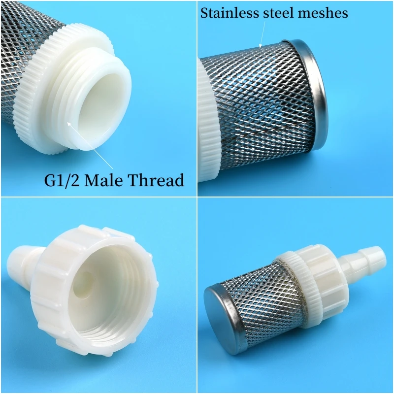 Filtro de manguera G1/2 de 4 ~ 20mm, riego por goteo, adaptador de agua Industrial para agricultura, filtro de malla de acero inoxidable, filtro de entrada de bomba de agua