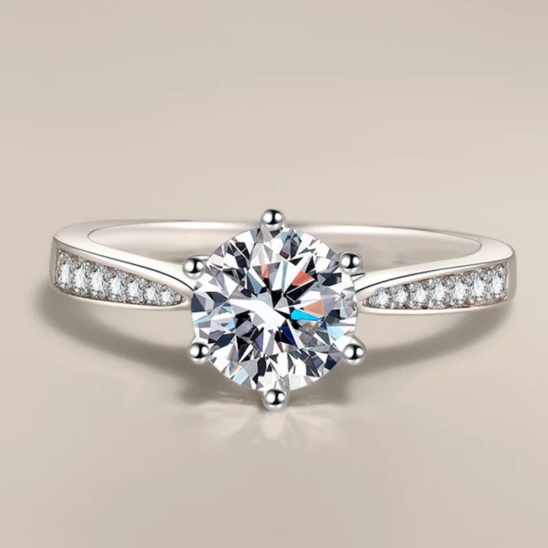Anillo de Plata de Ley 925 con Moissanita D VVS1 de 1 Quilate para Mujer, Anillo de Compromiso, Boda, Joyería Sencilla, Regalos de Cumpleaños, Moda, Alta Calidad