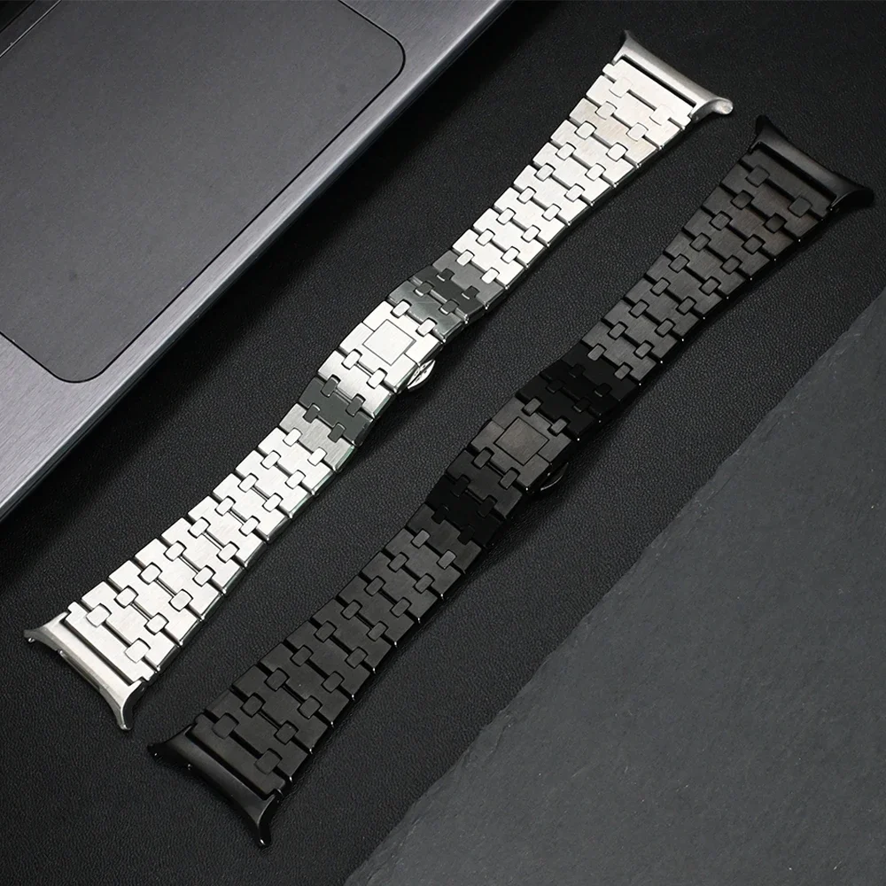 Correa de acero inoxidable para Samsung Galaxy Ultra2, pulsera de Metal de lujo de 47mm para Galaxy Watch 9/8/8 Classic 40/44/46mm, correa para hombre