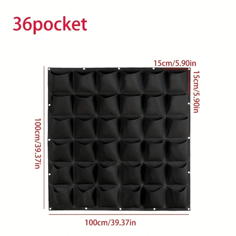 Bolsa para plantar multibolsillo, fieltro, frutas y verduras, flores, bolsas para cultivo de plantas, colgante Vertical para el hogar, jardín, maceta para sembrar plantas negras