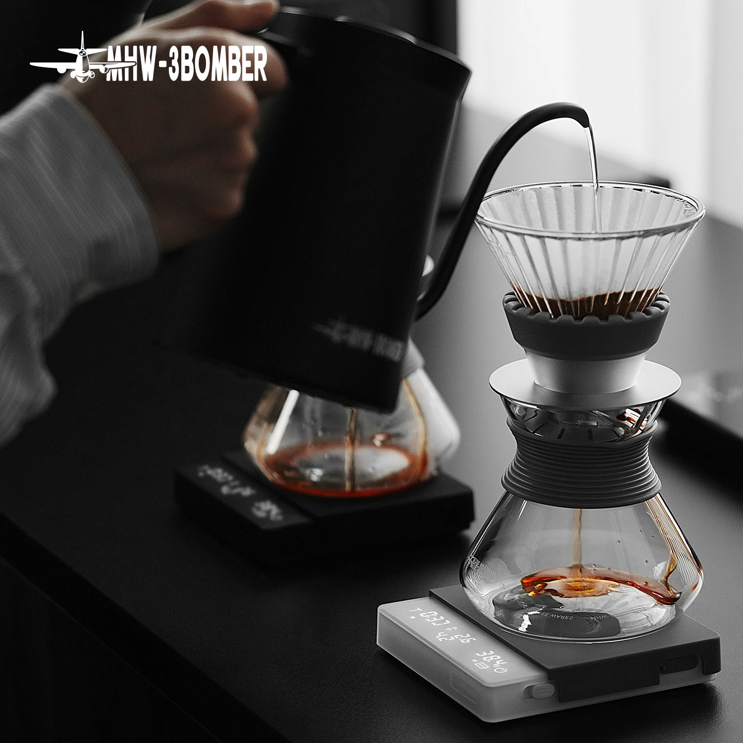Báscula Digital para café de cocina de MHW-3BOMBER, báscula electrónica para Espresso recargable cíclica de alta precisión, accesorios para Barista en el hogar