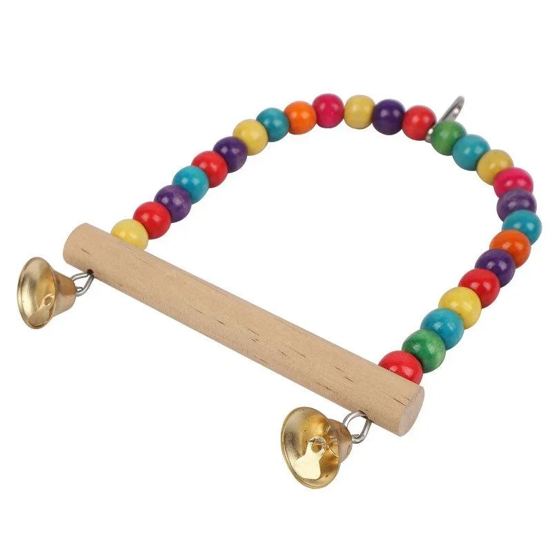 Juguete para mascotas, columpio para pájaros, soporte de columpio de madera para loros, juguete para loros, suministros para mascotas, accesorios para pájaros (S: 12x15cm/L: 18*22cm)