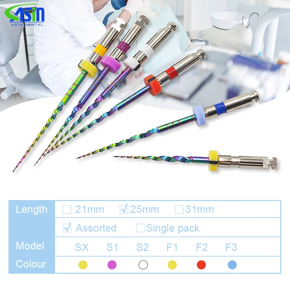 Serie Rainbow, 6 unidades por paquete, limas dentales Endo Gold x-pro, Lima endodóntica rotativa cónica NITI grande SX S1 F1 F2 F3 21MM 25MM 31MM