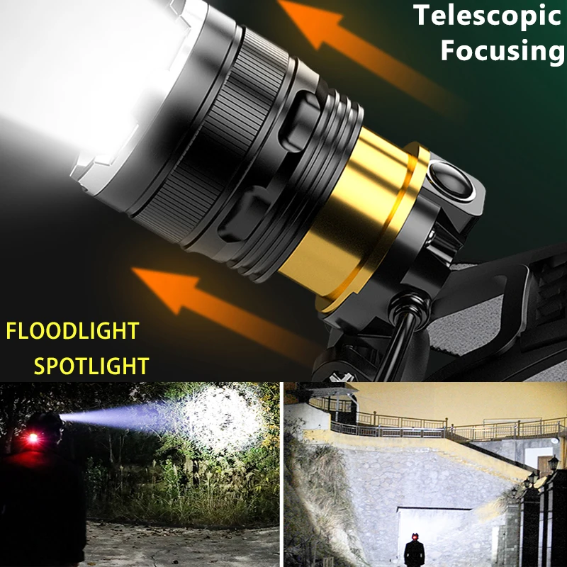 Linterna frontal LED Z40 20000LM XHP90, linterna con Sensor de Zoom, luz recargable 18650, linterna para pesca al aire libre