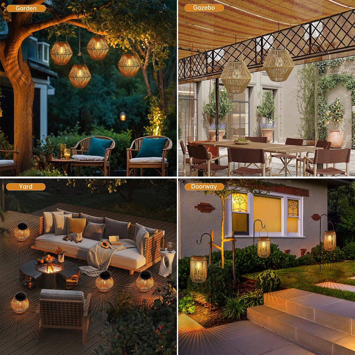 Linterna Solar para exteriores, farolillos solares impermeables para colgar en el exterior, lámpara bohemia, decoración para jardín y patio