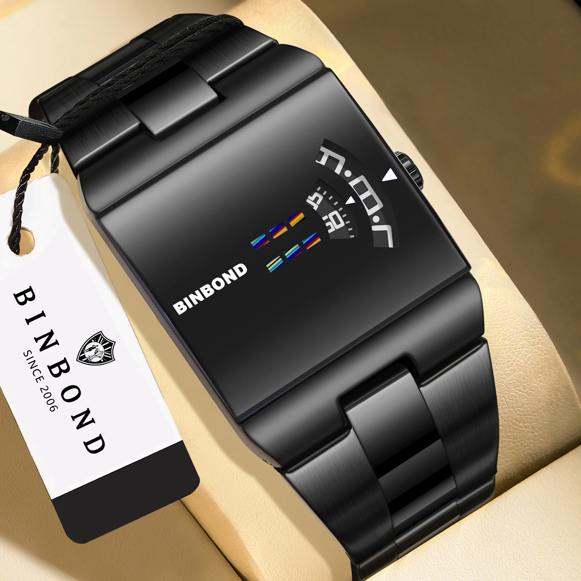 Reloj BINBOND de diseño original, resistente al agua, para hombre, reloj de cuarzo preciso, de lujo, deportivo, resistente, informal.