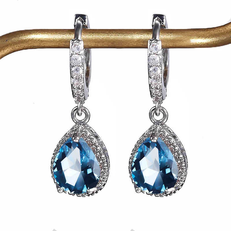 Pendientes de piedras preciosas de turmalina Paraiba brasileña de Cellacity para mujer, pendientes de plata de ley auténtica, regalo de fiesta 2023