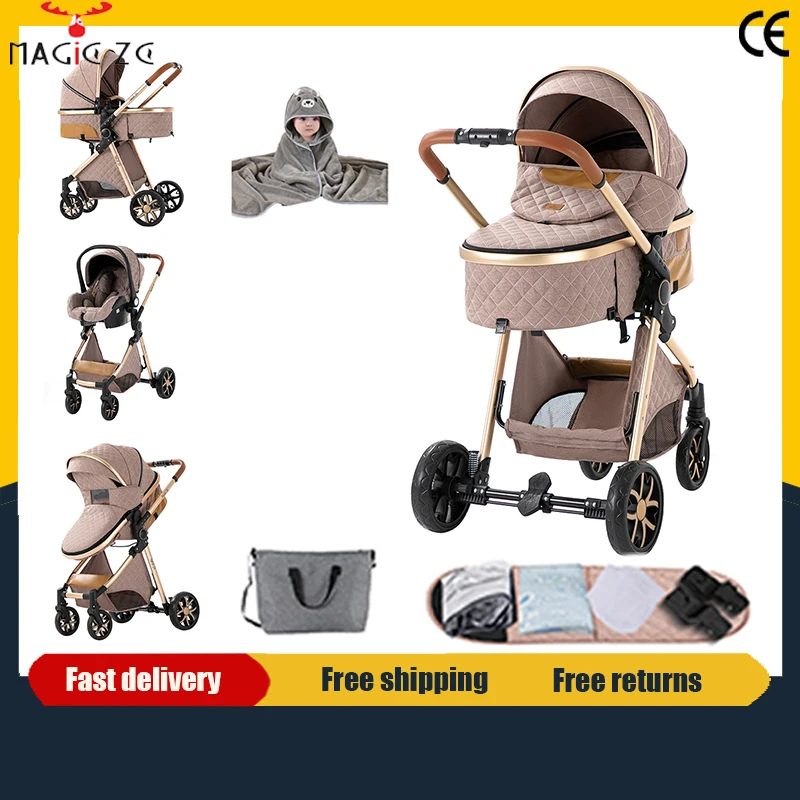 Cochecito de Bebé de Lujo 3 en 1 con Silla de Auto y Cesta para Dormir, Cochecito Ligero, Silla de Paseo para Bebé, Multifuncional, Ajustable, Plegable, Compacto, Portátil, Seguro, Cómodo, Elegante, Perfecto para Viajar
