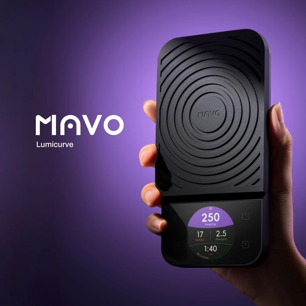 Báscula Inteligente para Café MAVO Lumicurve, Precisión de 0,1g, Báscula Digital para Espresso con Temporizador y Pantalla de Flujo para Café Pour Over