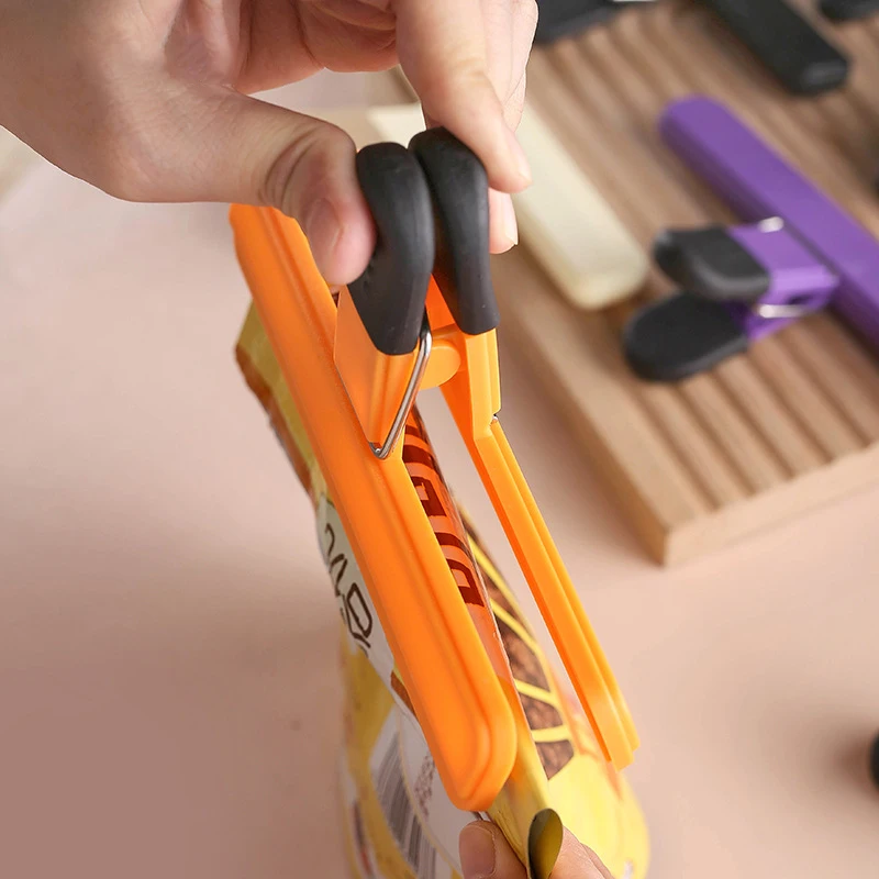 Clip de bolsa sellada para almacenamiento de cocina portátil grande, sellador de aperitivos de alimentos de plástico para café, pan, patatas fritas, 4 Uds.