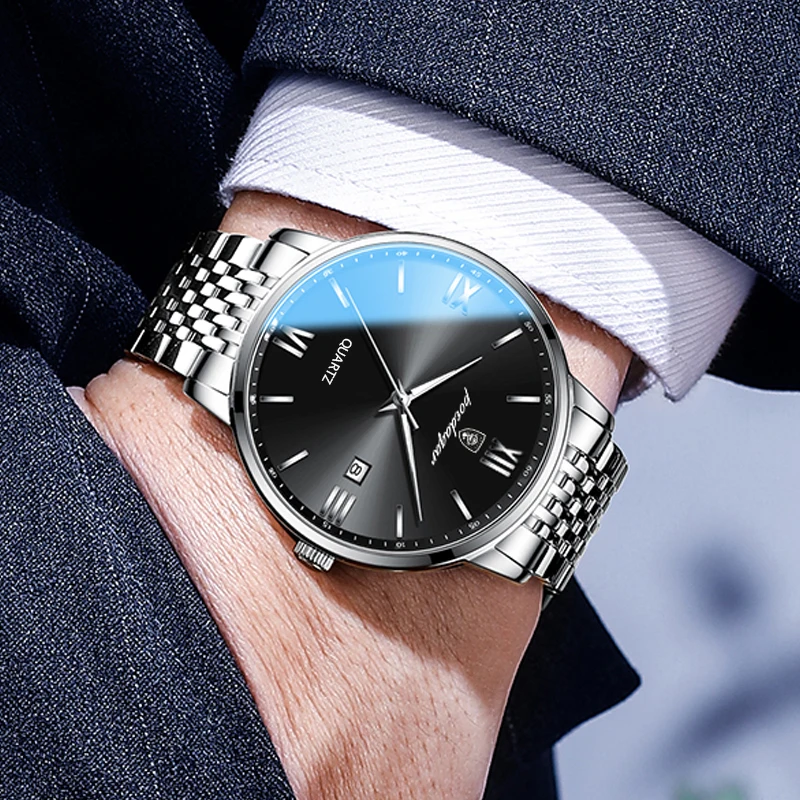 Reloj de pulsera POEDAGAR deportivo de lujo para hombre, reloj de acero inoxidable resistente al agua con fecha para hombre, relojes de cuarzo informales de alta calidad a la moda para hombre