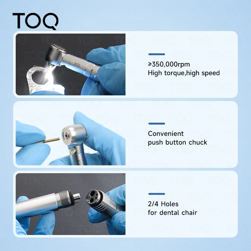 Pieza de mano dental X1L LED de alta velocidad con cabezal de torque, turbina de aire, generador eléctrico, rodamiento cerámico, puntas para dentista, triple pulverización de agua, 2/4 orificios